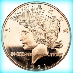 1 oz .999 Fine Copper Round – Classic 1921 Peace Dollar Design