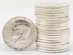 Bulk Lot 1964 BU Uncirculated 20 Coins 90% Silver Kennedy Half Dollars Roll Unc