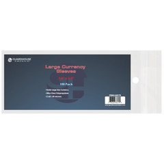 10 Pack (1000 Sleeves) Guardhouse Bcw Currency Sleeves – Large Bill