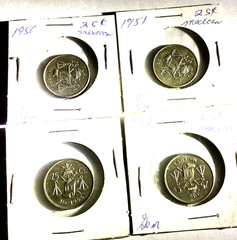 1950 1951 1952 1953 MEXICO 25 CENTAVOS 4 COIN SET 30% SILVER UNC GEM SHIPS FREE