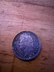 1823 George IV Silver Twopence 2d, Great Britain, Crowned Wreath Reverse