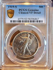 1919-S Walking Liberty Half Dollar, PCGS VF Detail (Cleaned), Nice, $425 OBO
