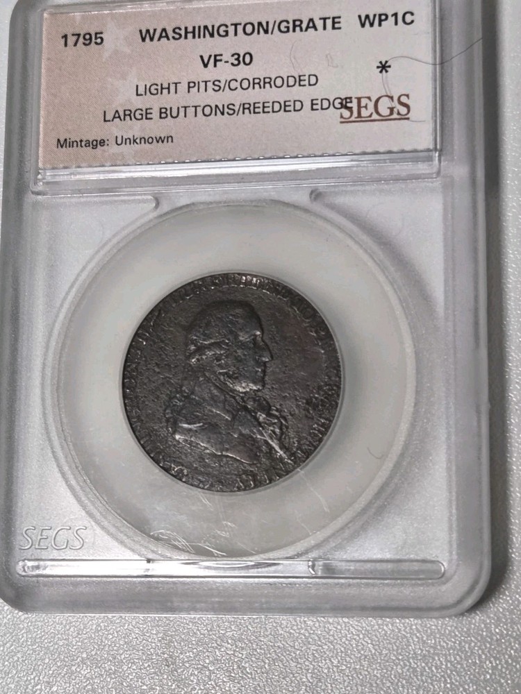 1795 Washington Grate Large Buttons Reeded Edge VF +