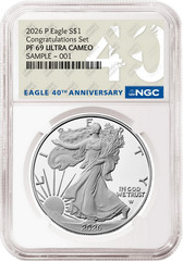 2026 P Congratulations Set Proof Silver Eagle NGC PF 69, 40th Presale