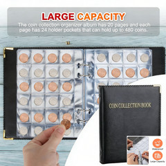 480 Pockets Coin Collection Book Holder Album Coins Organizer for Collectors US
