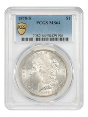 1878-S $1 PCGS MS64 – Morgan Dollar – First Year S-Mint