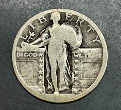 No Date Standing Liberty Quarter Dateless Type 2 (1917–1930) 90% Silver – Circ.