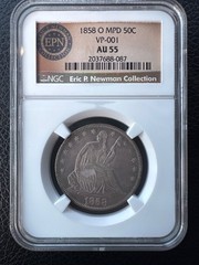 1858 O MPD half dollar. VP-001