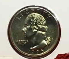 1996 US Washington Quarter Coin – Uncirculated Cupro-Nickel Clad