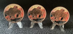 3-PACK of 1 oz. .999 Fine Copper “BUFFALO” Colorized Rounds