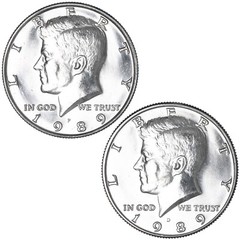 1989 P&D Kennedy Half Dollars Mint Cello Uncirculated