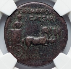 Roman Empire Germanicus (died 19AD) Posthumous 37-41 AD – AE Dupondius NGC F