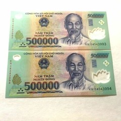 1 MILLION VIETNAM DONG (2 x 500,000 VND) 1,000,000 VIETNAMESE Authentic Currency