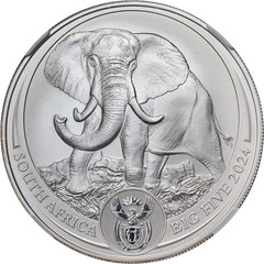 2024 South Africa 1 Ounce Silver Big 5 Elephant NGC MS70 OGP – STOCK