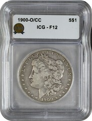 1900 O/CC Morgan Silver Dollar S$1 ICG F12 Fine