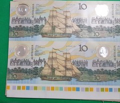 AUSTRALIA $10 Bicentenary – Uncut Block of 4 SELVAGE BORDERS TRAFFIC LIGHTS RARE