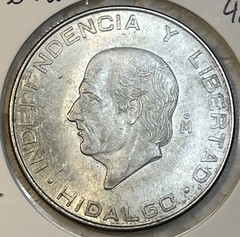 1955 Mexico Silver 5 Pesos Uncirculated Condition Coin, 0.72 Silver, KM#469