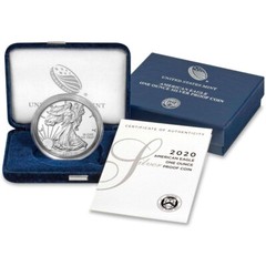 2020-S Proof $1 American Silver Eagle Box, OGP & COA