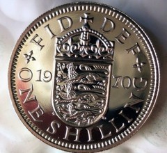 1970 GREAT BRITAIN SHILLING – Great PROOF Coin – FREE SHIP – Britain Bin PR