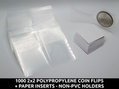 1000 2″ Polypropylene Coin Flips+paper inserts – 2×2 plastic PVC-free holders