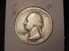 1935-D WASHINGTON QUARTER F BETTER DATE FREE SHIPPING