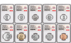 1776-2026 US Mint Complete 10 Coin Silver Proof Set, NGC PF70 FR, Flag Presale