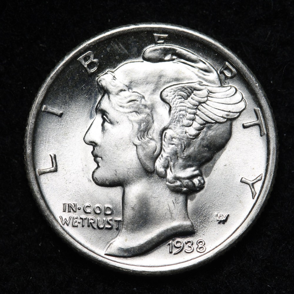1938-S Mercury Silver Dime GEM BU *UNCIRCULATED* MS F.S.B. E216 UVM