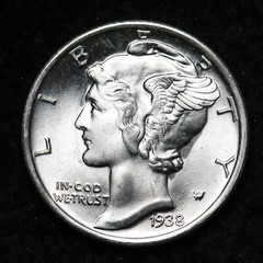 1938-S Mercury Silver Dime GEM BU *UNCIRCULATED* MS F.S.B. E216 UVM