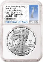 2025 s silver eagle navy 250th anniversary privy ngc pf70 first day 1st