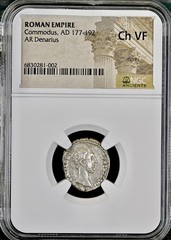 Emperor Commodus Silver Denarius NGC Graded Genuine Ancient Roman Coin 177-192AD