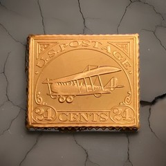 5 CMC Mint 1 oz .999 Fine Copper Bar 24 Cent Airplane Postage Stamp Design