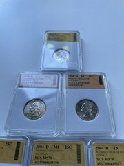 Lot of 8 SGS MS70 Certified State Quarters Mixed Dates & States