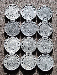 LOT OF AUTHENTIC OLD COINS OF THIRD REICH NAZI GERMANY (1940-1944) WORLD WAR II
