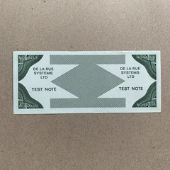 UK No Value De La Rue Test Banknote ND. 1970’s No Value Currency Specimen