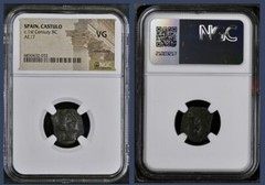 125BC-101BC NGC Oretani People Ancient Celtic Iberian Coin Rare Bull Castulo