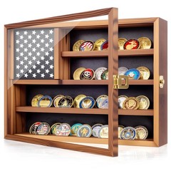 Military Challenge Coin Display Case – Wall Mount Shadow Box for Medals & Coins,