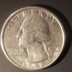 1992 P Washington Quarter Dual Misaligned Die Error Severe MAD Off Center Rim