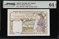 Algeria 1938-42 50 Francs PMG 64 EPQ Pick# 84