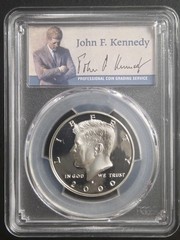 2000-S PROOF KENNEDY SILVER HALF DOLLAR PCGS PR70 DCAM SIGNATURE LABEL