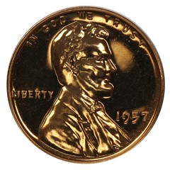 1957 Gem Proof Lincoln Wheat Cent Brilliant US Coin