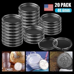 20× Coin Capsules Holder Storage Case 40.6mm Clear for Silver Eagle 1 Oz Dollar