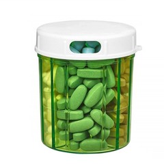 Round Transparent Plastic Pill Box with 4 Grids, Portable Storage 9x9x10cm