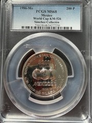 1986 Mexico 2 oz Silver World Cup FIFA PCGS MS68