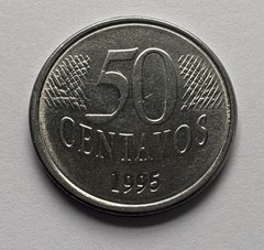 Brazil 50 Centavos 1995 KM#635 Stainless Steel Nice Luster Coin