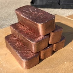 Copper Bar Ingot Bullion Hand Poured – Roughly 2 Lbs Each