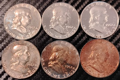 1962 Date Franklin Half DoIlars | ALMOST UNC to BRILLIANT UNC lot of 5