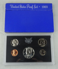 1969-S US Mint Proof Set 5 Coins w/ Box OGP 40% Silver Kennedy