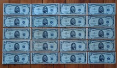 1953 BLUE SEAL Silver Certificate $5 Dollar Bills Bulk Lot 20 F-VF US Note=$100