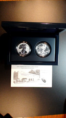 2013-W SILVER EAGLE 2 COIN ENHANCED & REVERSE PROOF SET WITH COA & ALL OGP!