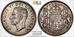 Canada, 1952 George VI Fifty Cents, 50 Cents. PCGS MS 65. 2,596,465 Mintage.